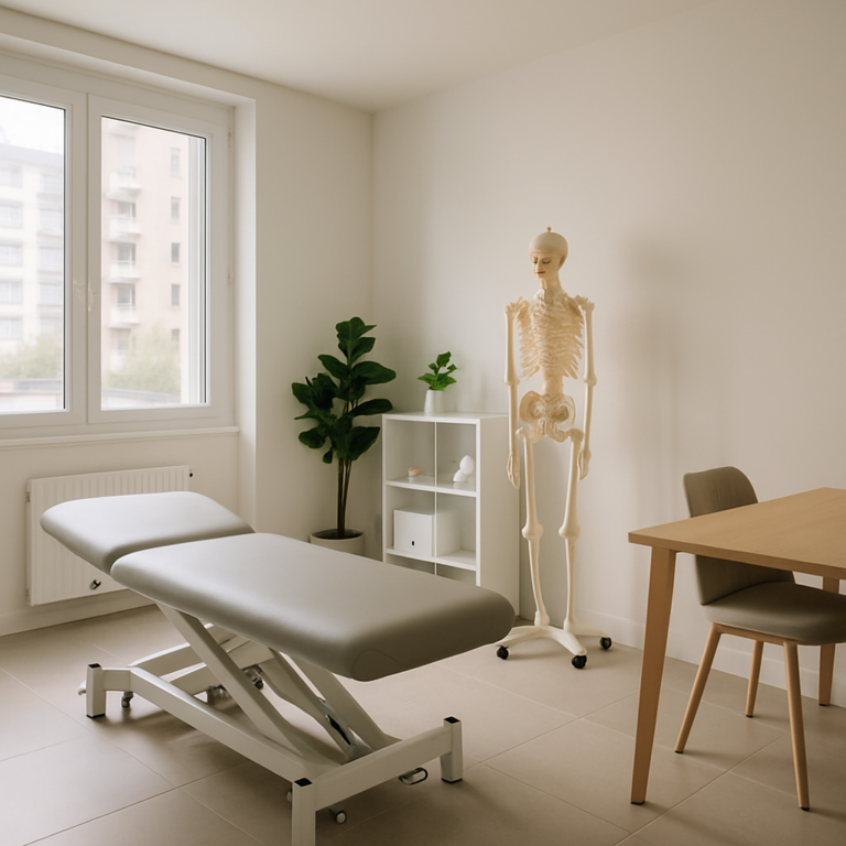 cabinet d’ostéopathie lumineux à Vitry avec modèle anatomique