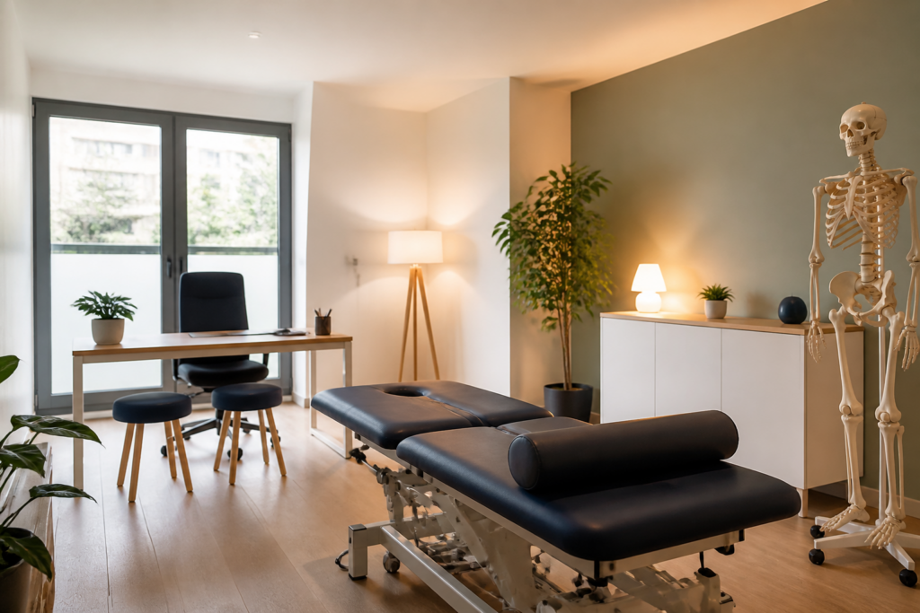 Cabinet d'ostéopathie moderne et lumineux à Vitry avec modèle anatomique