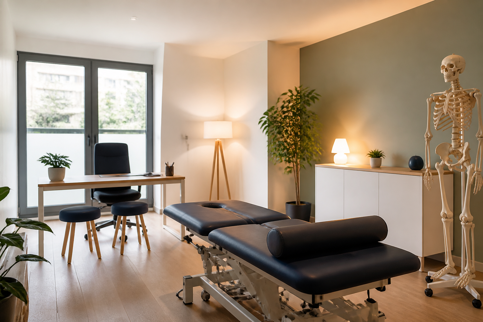 Cabinet d'ostéopathie moderne et lumineux à Vitry avec modèle anatomique