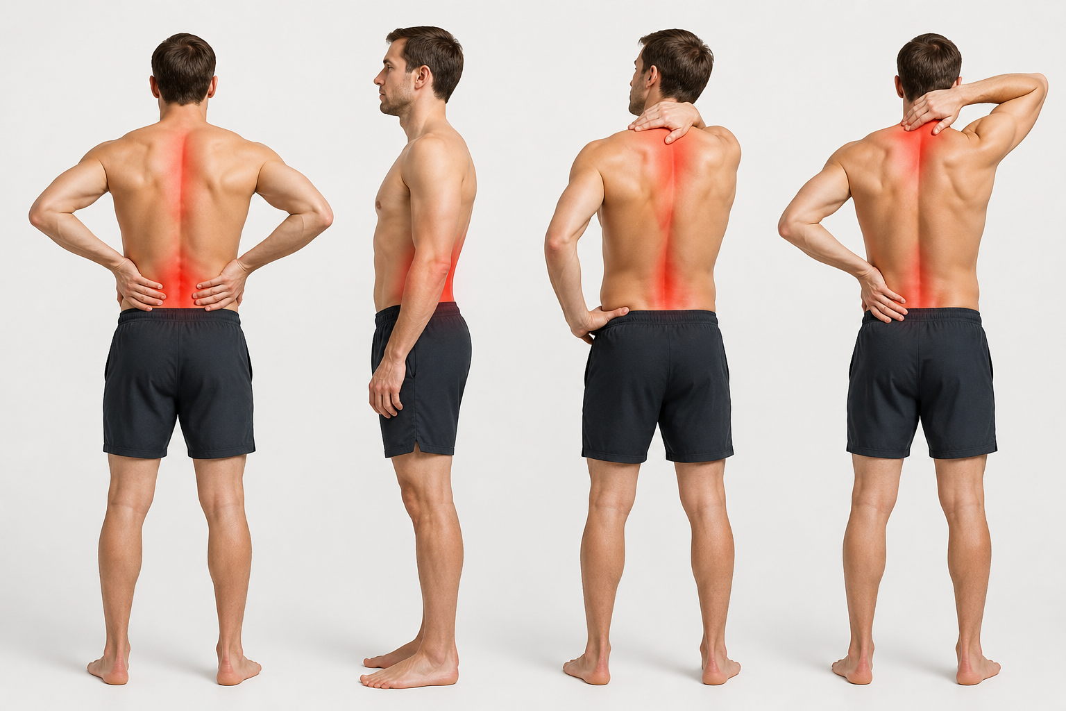 Illustration de la posture humaine et douleurs fréquentes du dos