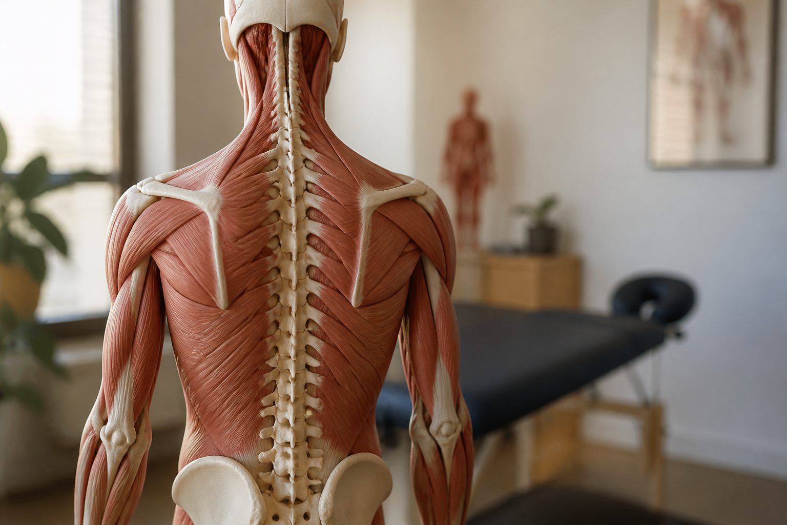 Modèle anatomique colonne vertébrale et muscles du dos en cabinet