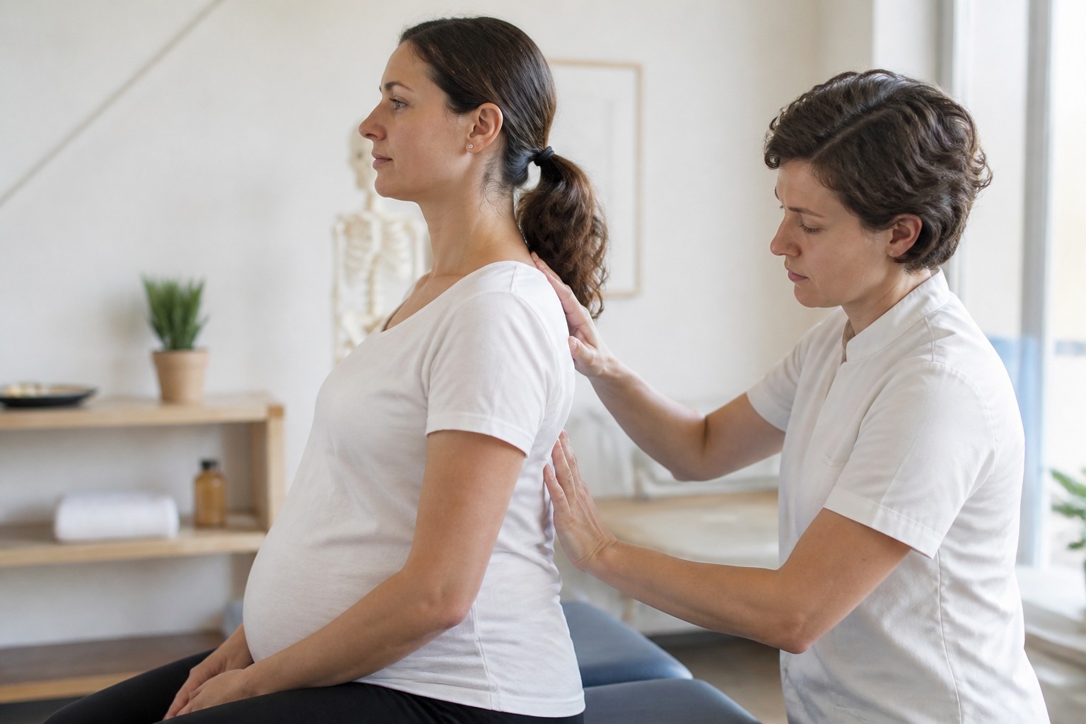 Femme enceinte lors d’une séance d’ostéopathie à Vitry