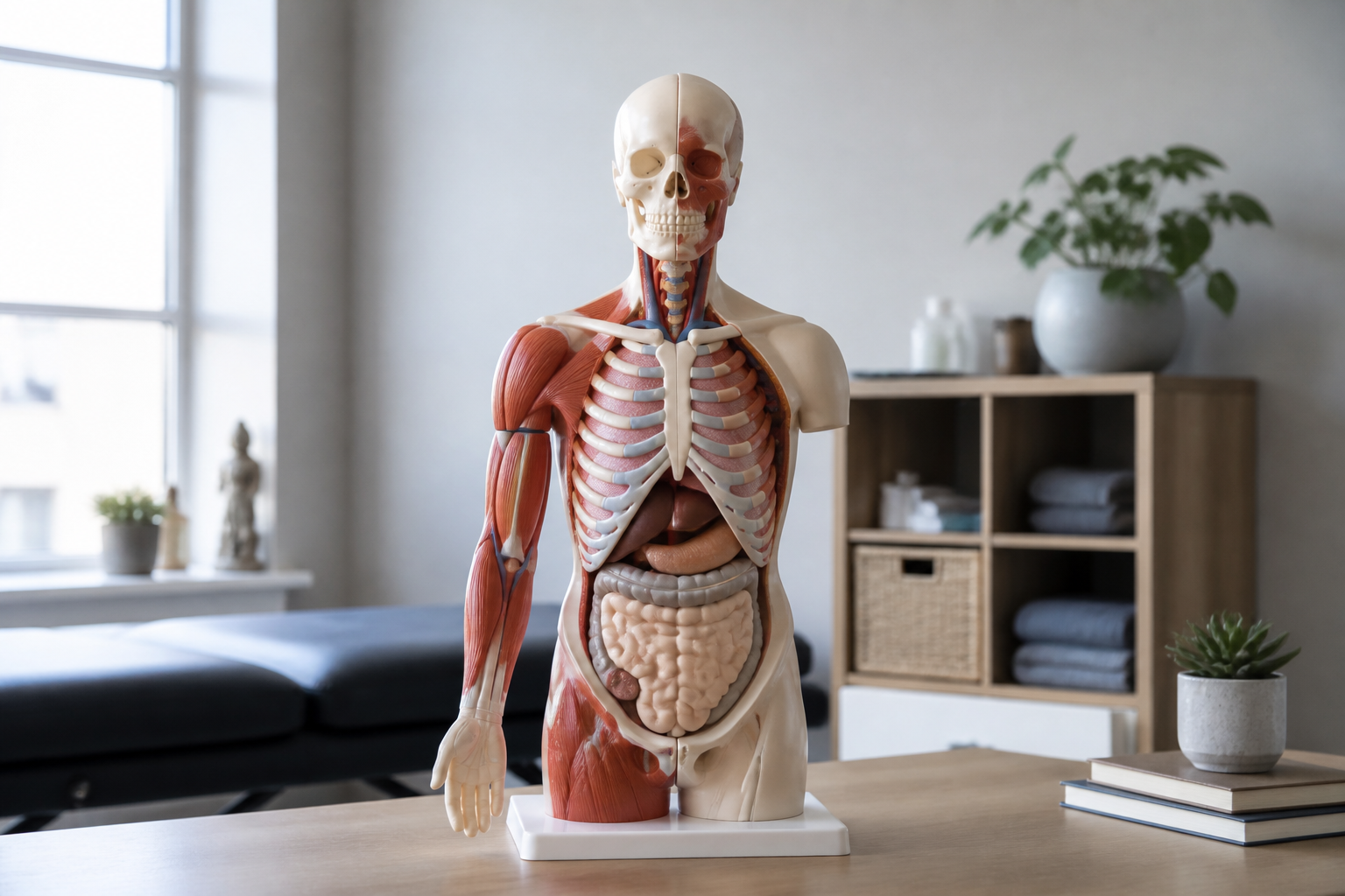 Modèle anatomique utilisé en ostéopathie pour expliquer la posture et la mobilité