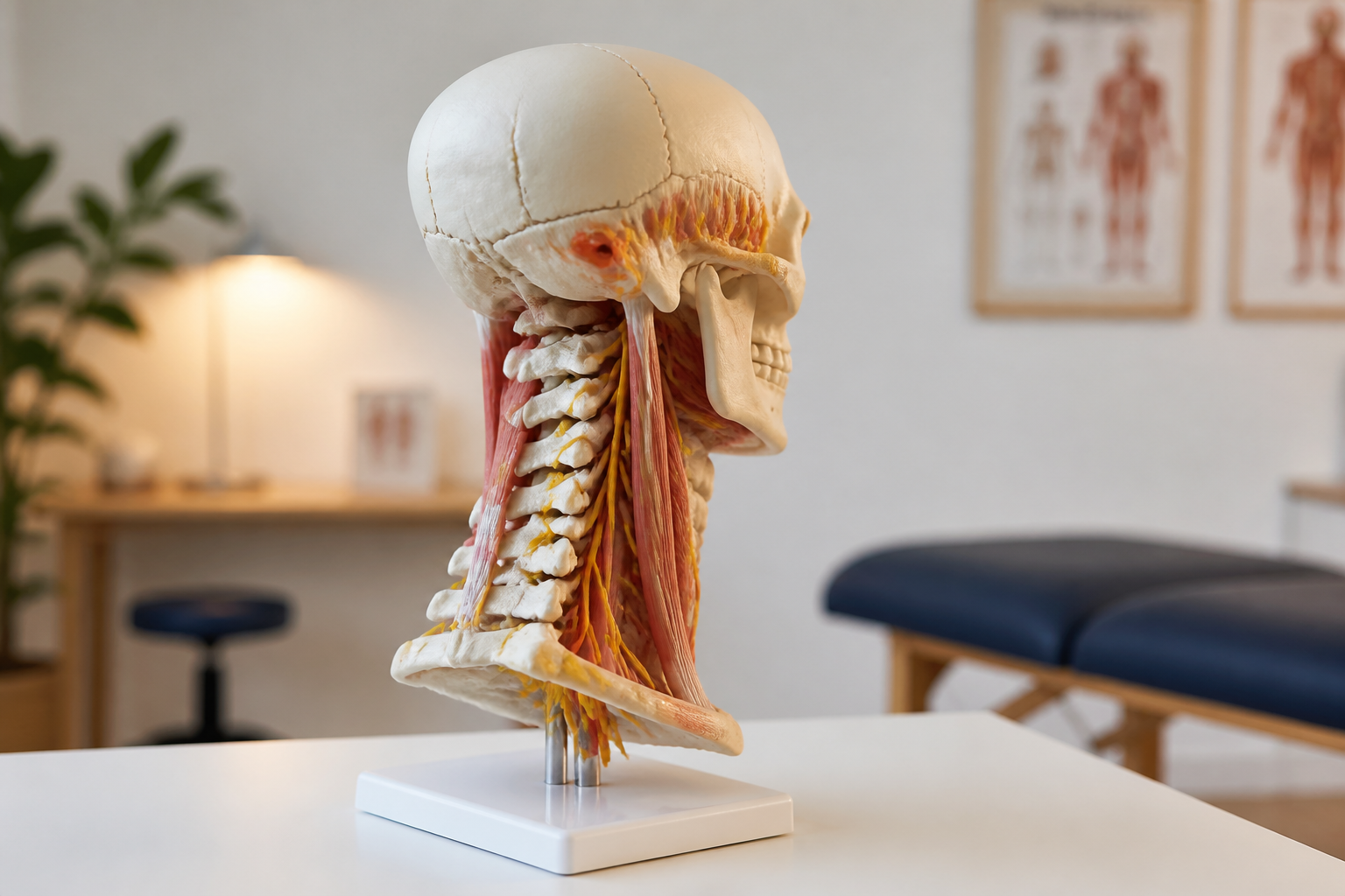 Modèle anatomique des cervicales avec vertèbres et muscles du cou